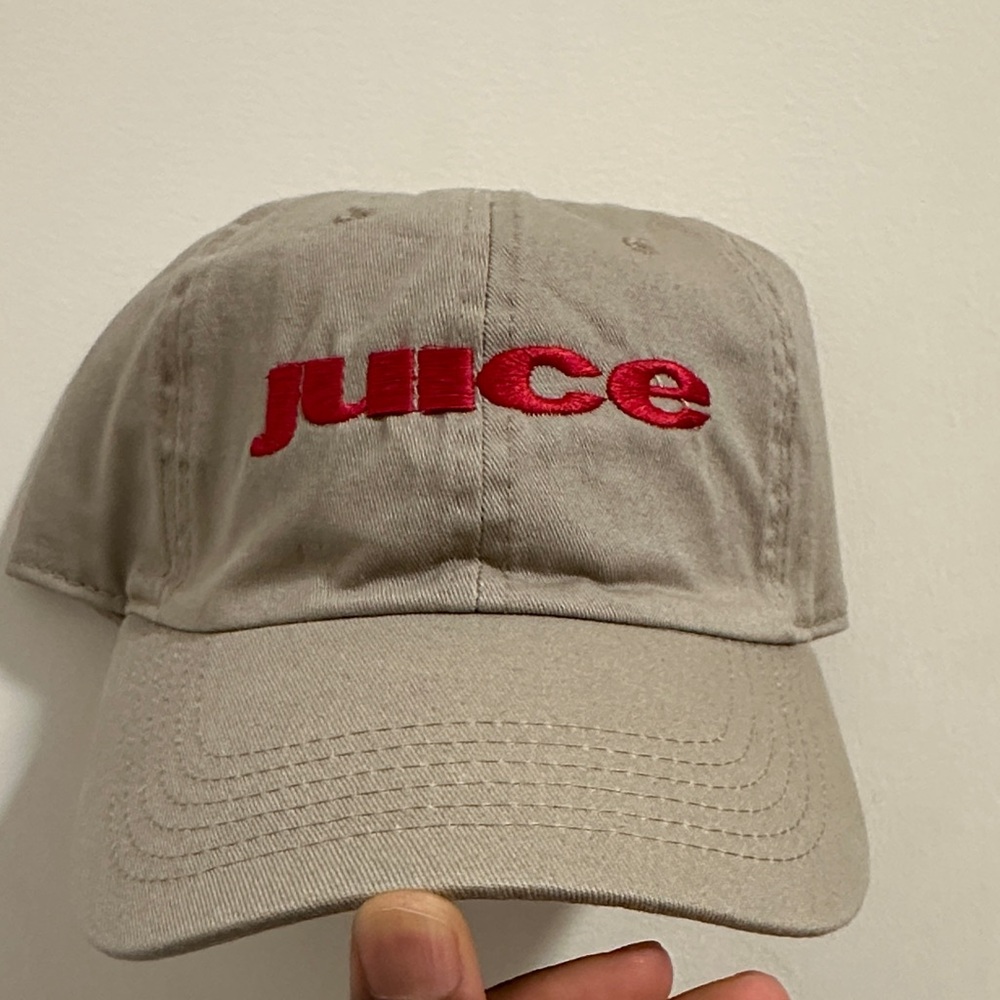 Beige Cap with Red Logo
